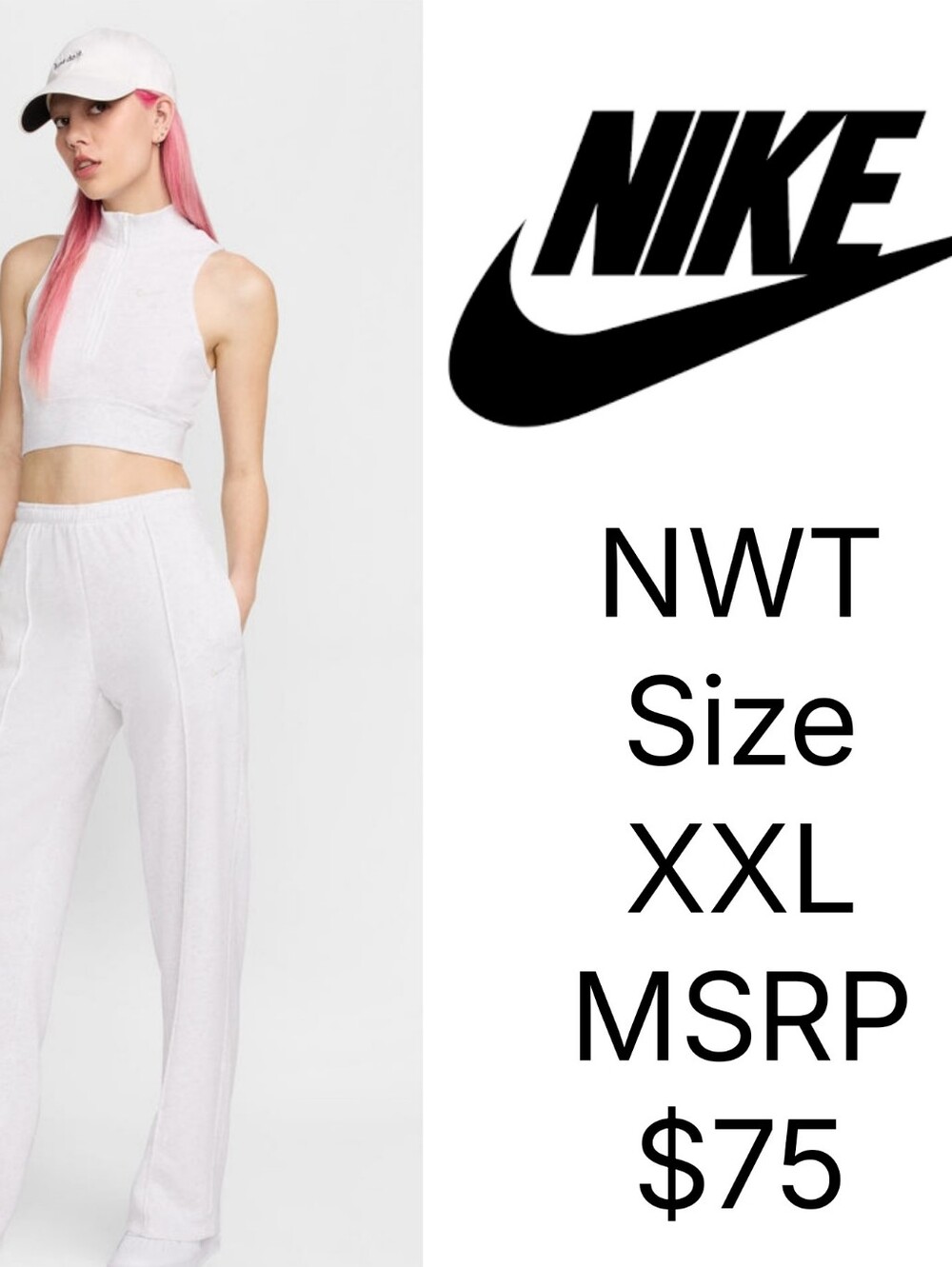 NWT NIKE Chill Mid-Rise French Terry Sweatpants Size XXL